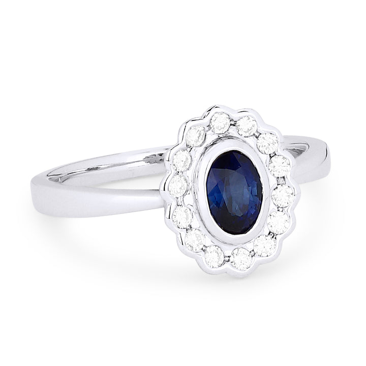 Beautiful Hand Crafted 14K White Gold  Sapphire And Diamond Arianna Collection Ring