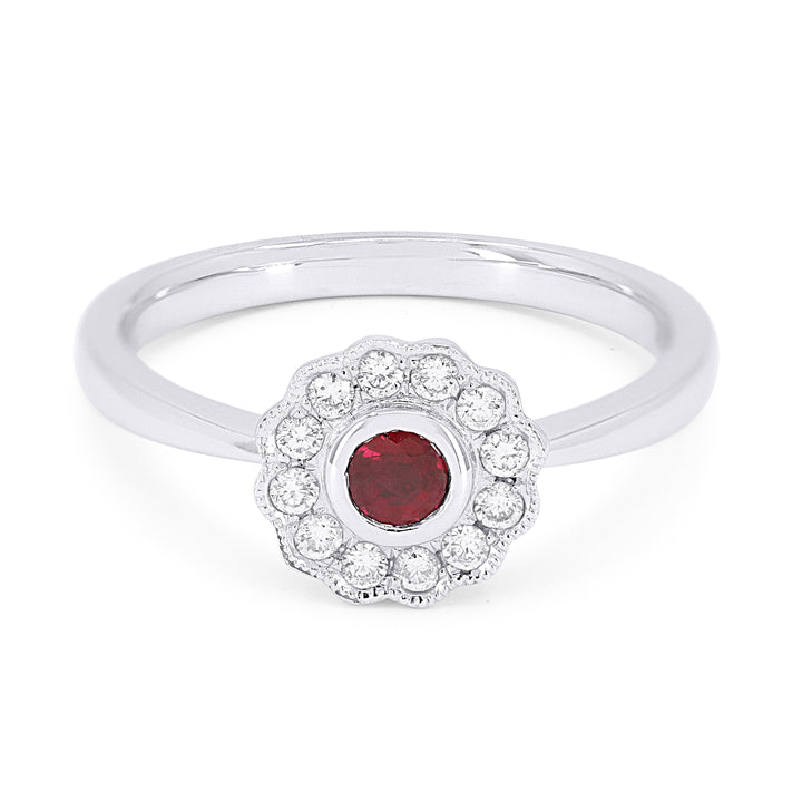 Beautiful Hand Crafted 14K White Gold  Ruby And Diamond Arianna Collection Ring
