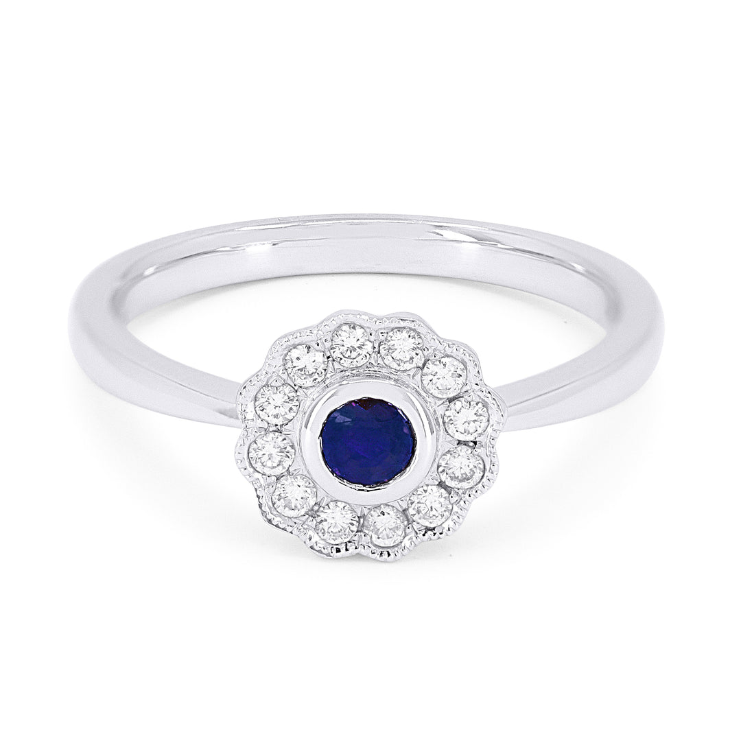 Beautiful Hand Crafted 14K White Gold  Sapphire And Diamond Arianna Collection Ring