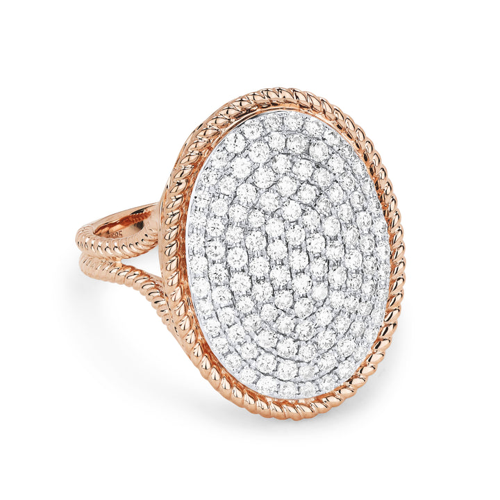 Beautiful Hand Crafted 14K Rose Gold White Diamond Milano Collection Ring