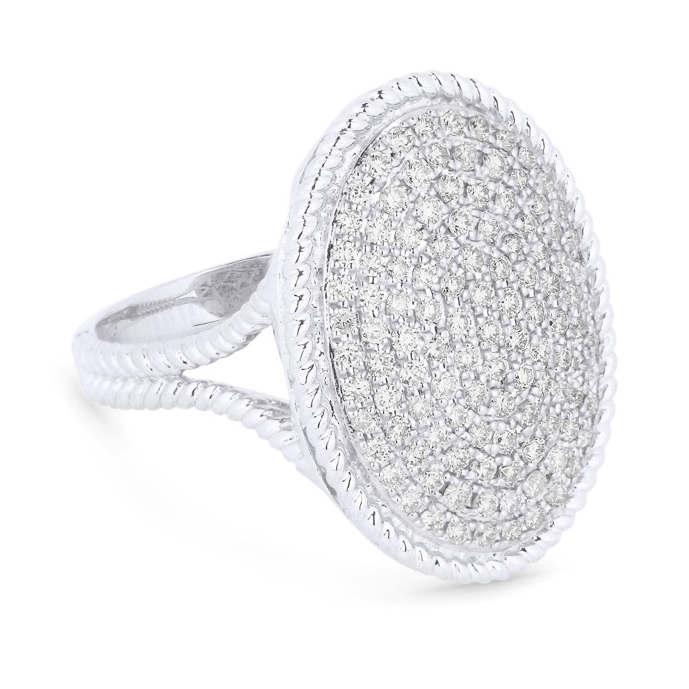 Beautiful Hand Crafted 14K White Gold White Diamond Milano Collection Ring