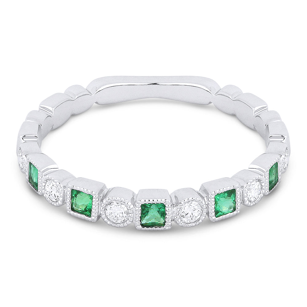 Madison L 18K White Gold Emerald Stackable Ring - style R1291EMW