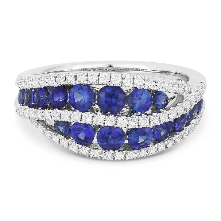 Beautiful Hand Crafted 14K White Gold  Sapphire And Diamond Arianna Collection Ring