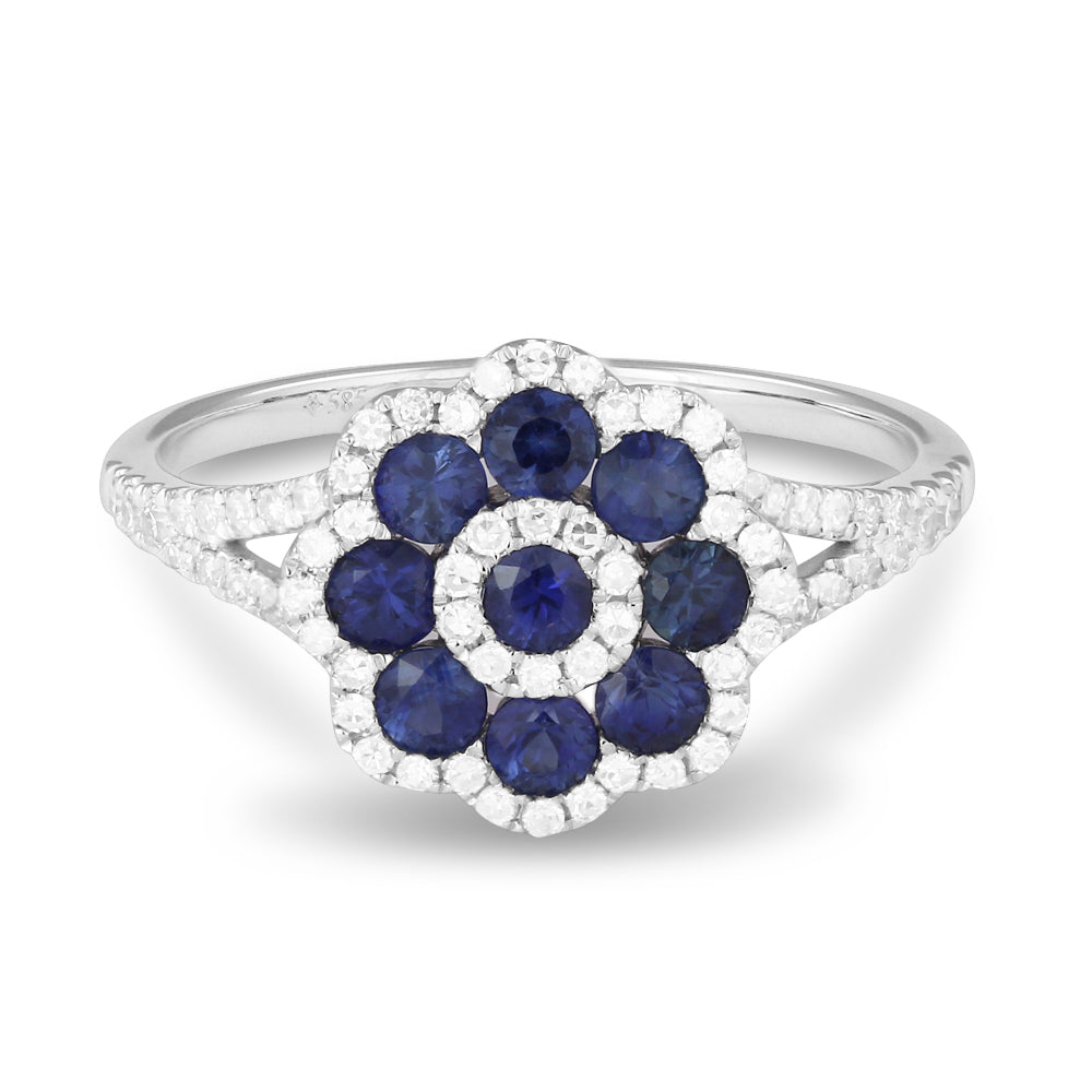 Beautiful Hand Crafted 14K White Gold  Sapphire And Diamond Arianna Collection Ring