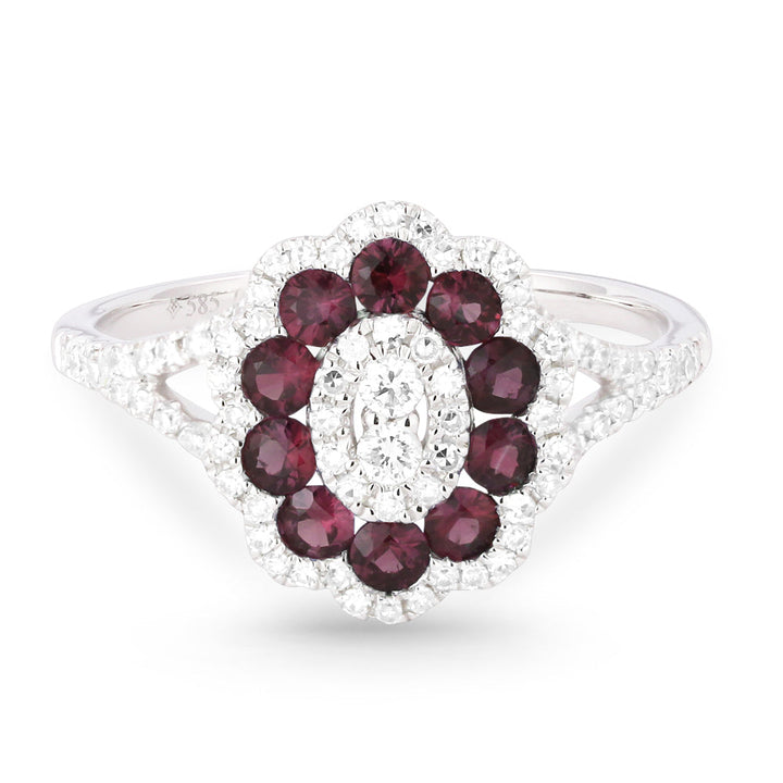 Beautiful Hand Crafted 14K White Gold  Ruby And Diamond Arianna Collection Ring