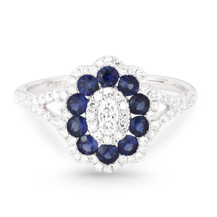 Beautiful Hand Crafted 14K White Gold  Sapphire And Diamond Arianna Collection Ring