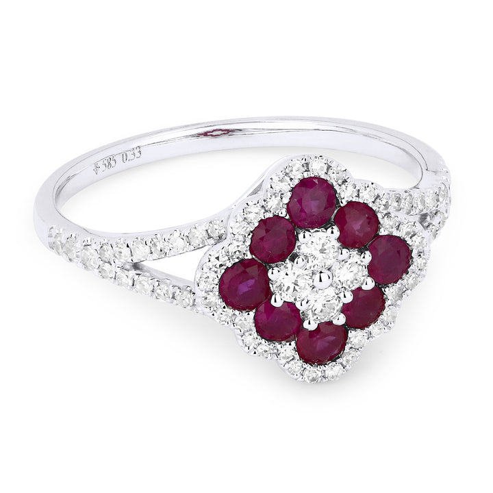 Beautiful Hand Crafted 14K White Gold  Ruby And Diamond Arianna Collection Ring