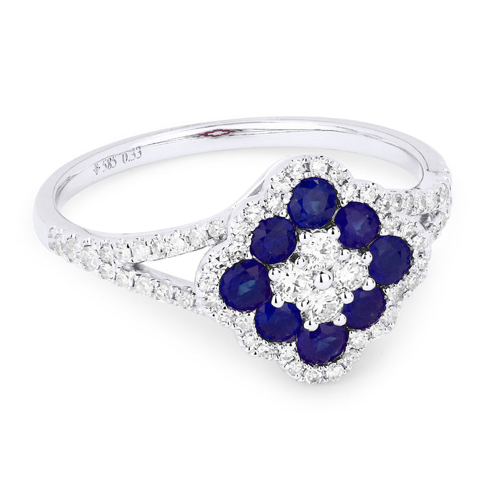 Beautiful Hand Crafted 14K White Gold  Sapphire And Diamond Arianna Collection Ring