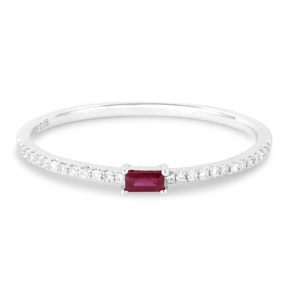 Beautiful Hand Crafted 14K White Gold  Ruby And Diamond Arianna Collection Ring