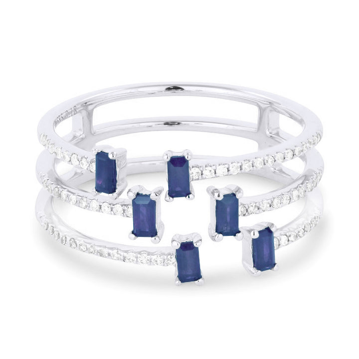 Beautiful Hand Crafted 14K White Gold  Sapphire And Diamond Arianna Collection Ring