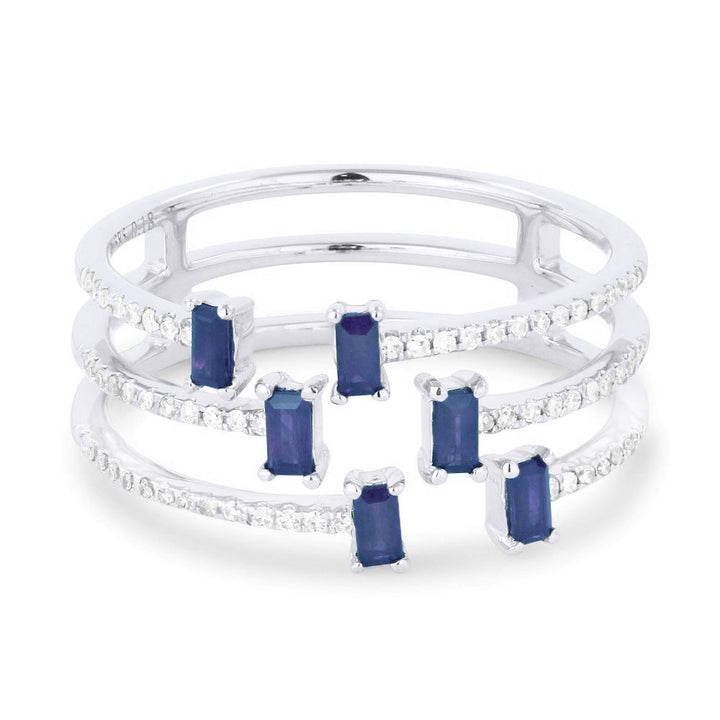 Beautiful Hand Crafted 14K White Gold  Sapphire And Diamond Arianna Collection Ring