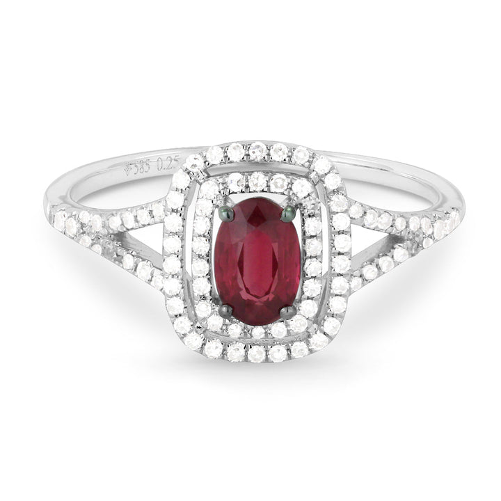 Beautiful Hand Crafted 14K White Gold  Ruby And Diamond Arianna Collection Ring