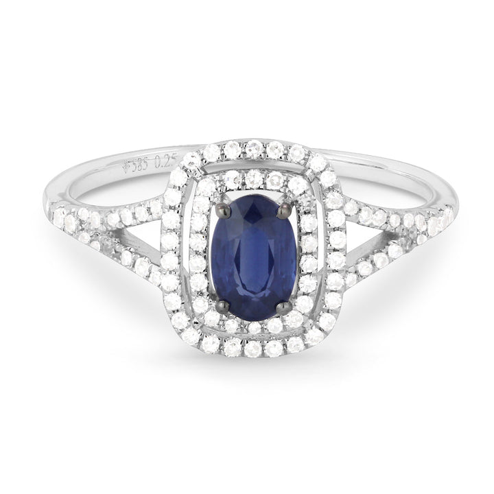 Beautiful Hand Crafted 14K White Gold  Sapphire And Diamond Arianna Collection Ring