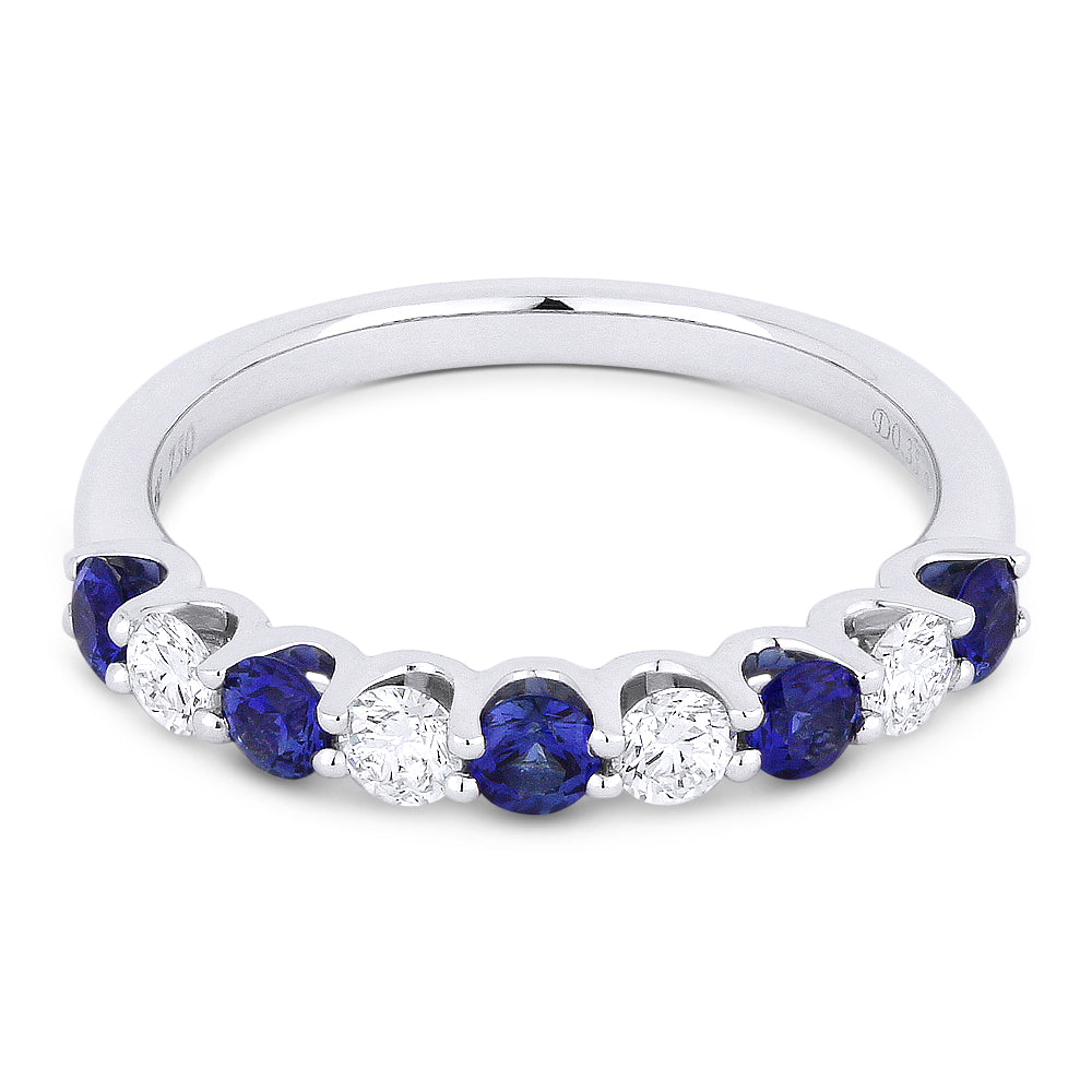 Beautiful Hand Crafted 14K White Gold 3MM Sapphire And Diamond Arianna Collection Ring