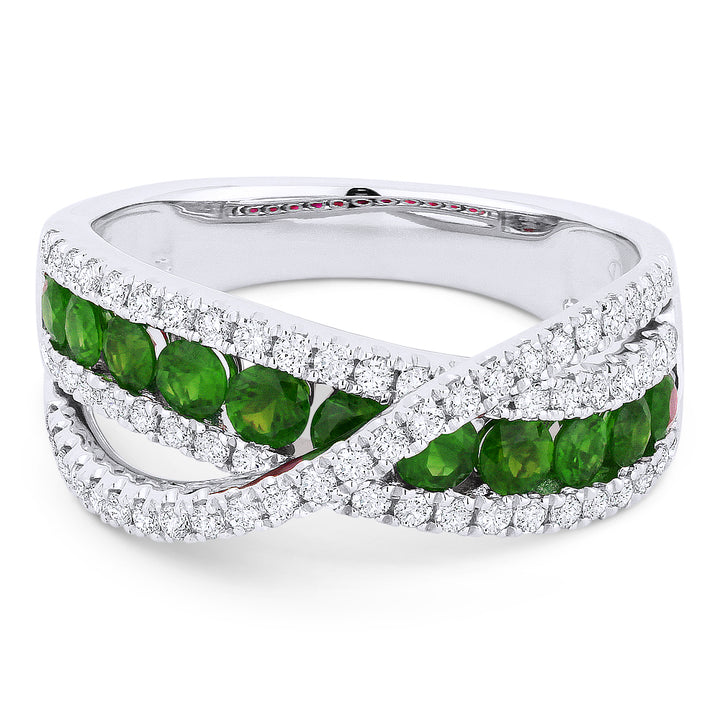 Beautiful Hand Crafted 18K White Gold  Emerald And Diamond Arianna Collection Ring