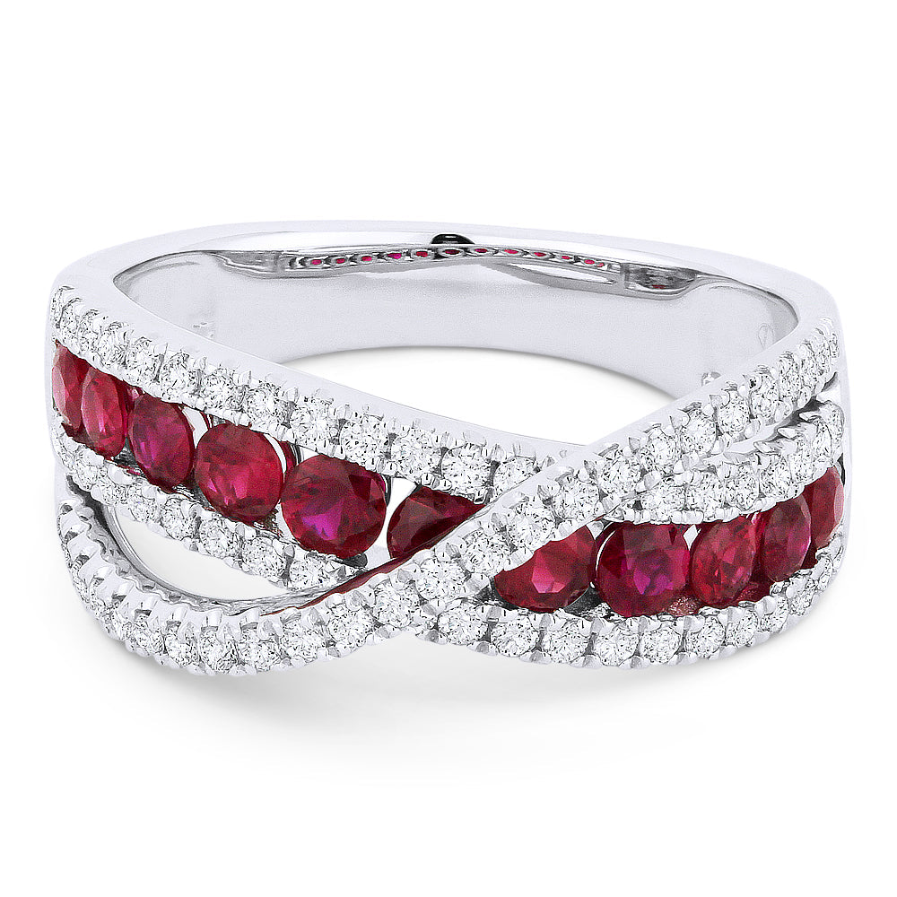 Beautiful Hand Crafted 18K White Gold  Ruby And Diamond Arianna Collection Ring