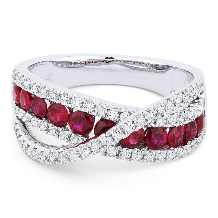 Beautiful Hand Crafted 18K White Gold  Ruby And Diamond Arianna Collection Ring