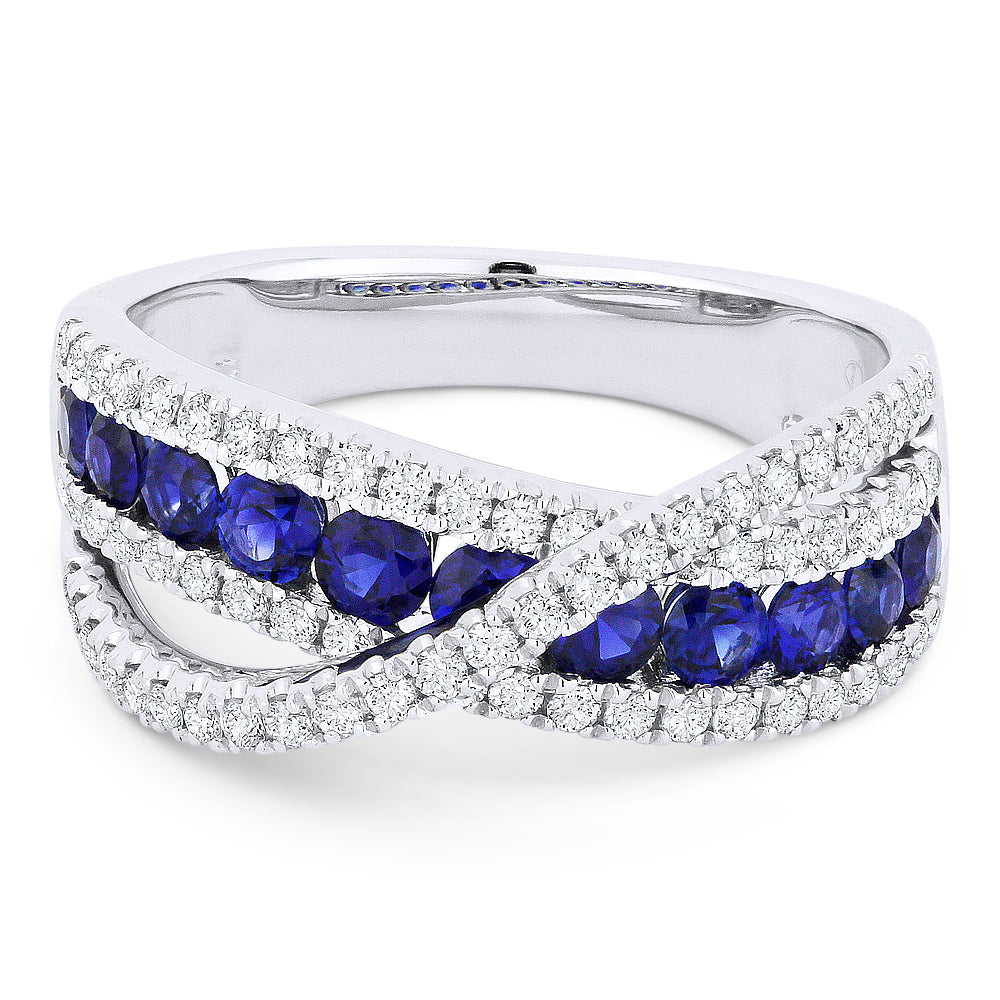 Beautiful Hand Crafted 18K White Gold  Sapphire And Diamond Arianna Collection Ring