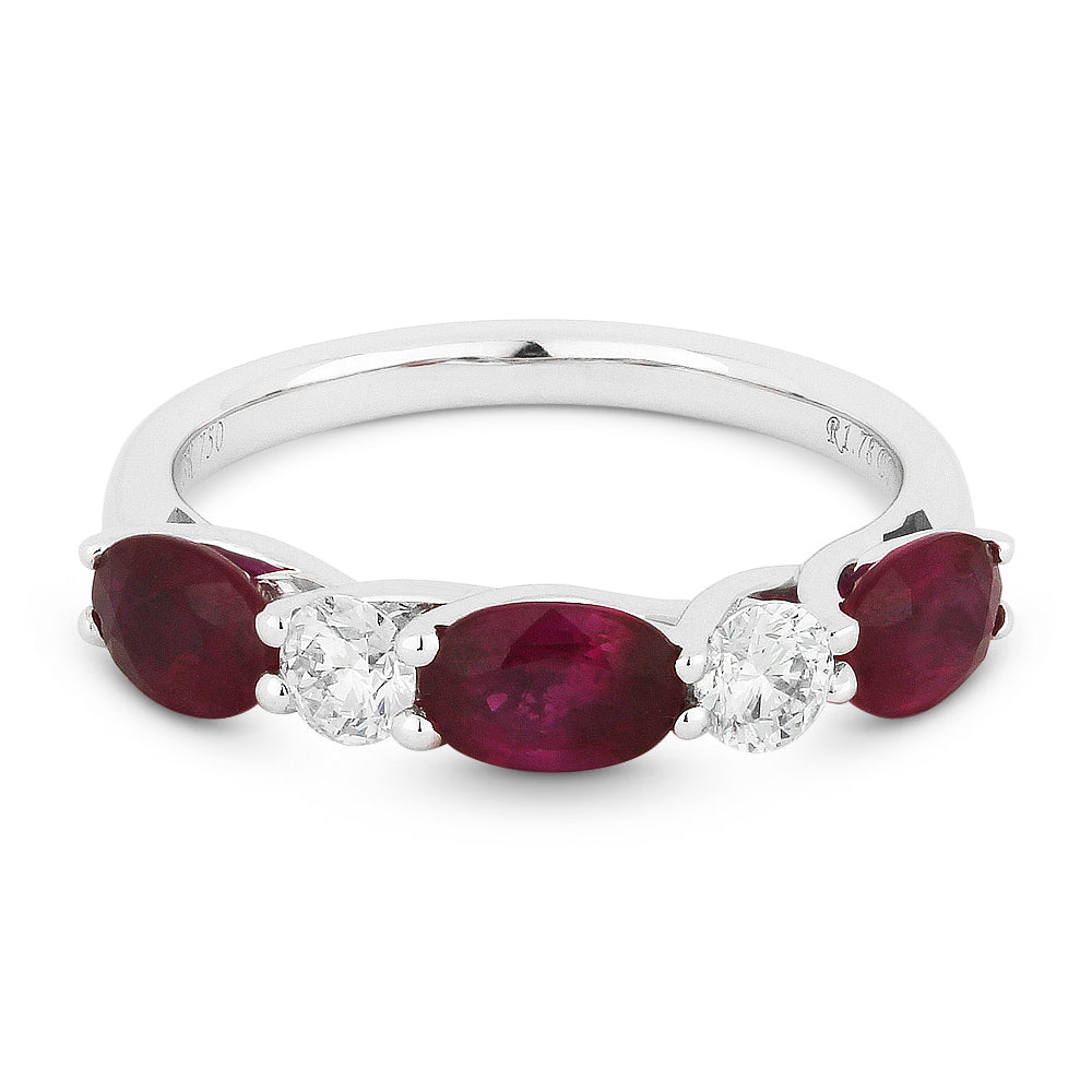 Beautiful Hand Crafted 18K White Gold  Ruby And Diamond Arianna Collection Ring