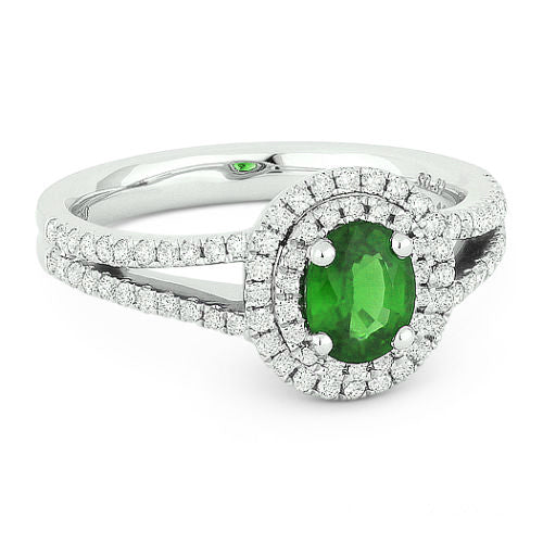 Beautiful Hand Crafted 18K White Gold  Emerald And Diamond Arianna Collection Ring