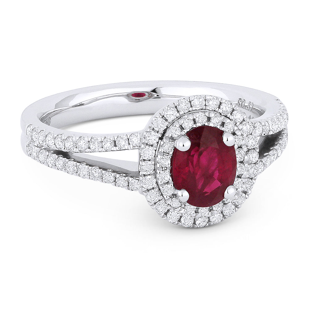 Beautiful Hand Crafted 18K White Gold  Ruby And Diamond Arianna Collection Ring