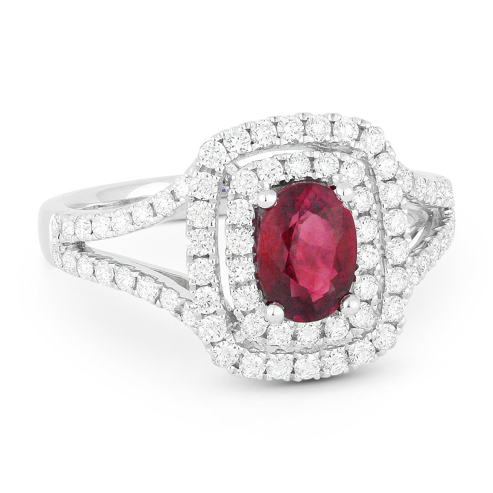 Beautiful Hand Crafted 14K White Gold  Ruby And Diamond Arianna Collection Ring