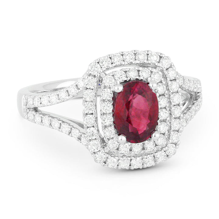 Beautiful Hand Crafted 14K White Gold  Ruby And Diamond Arianna Collection Ring