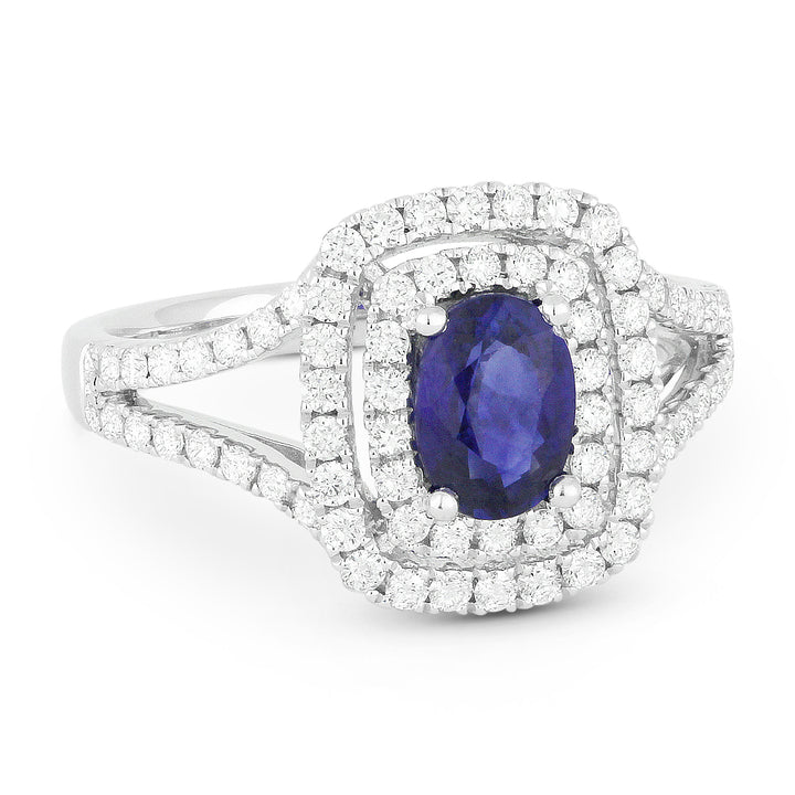 Beautiful Hand Crafted 14K White Gold  Sapphire And Diamond Arianna Collection Ring