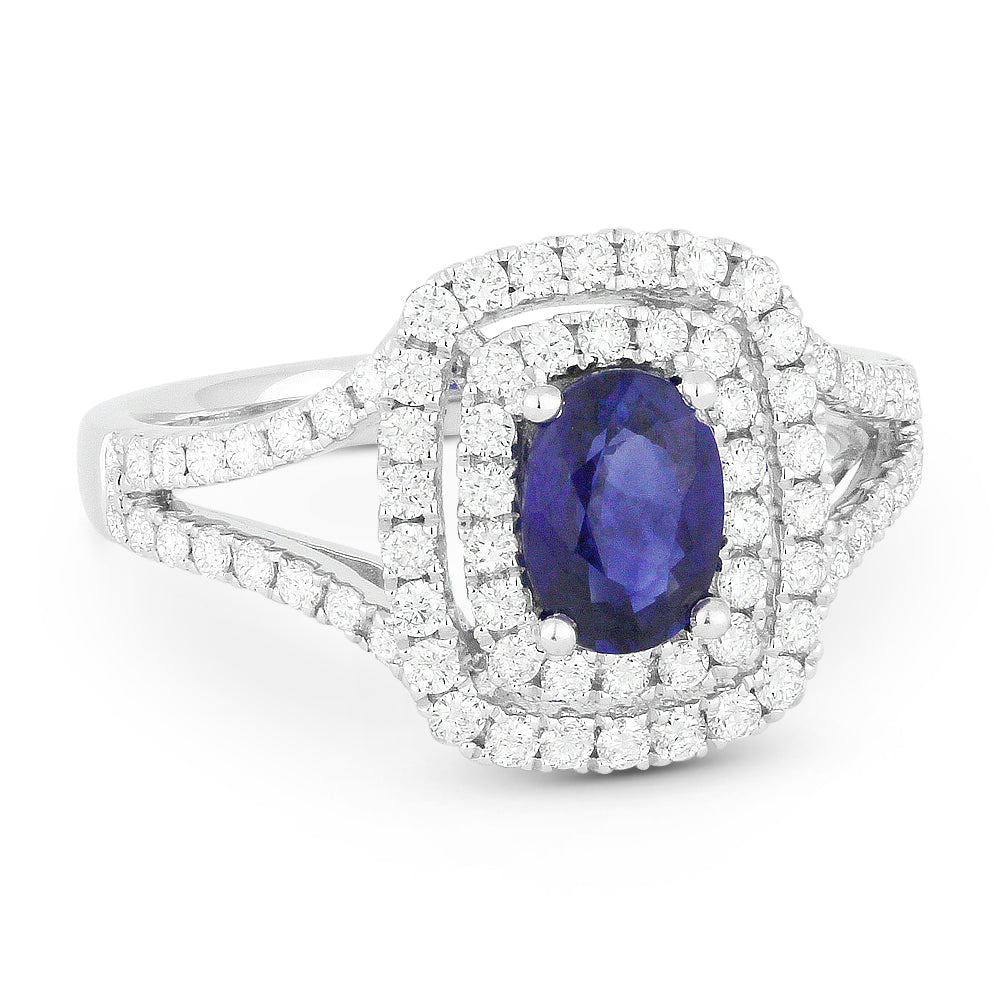 Beautiful Hand Crafted 14K White Gold  Sapphire And Diamond Arianna Collection Ring