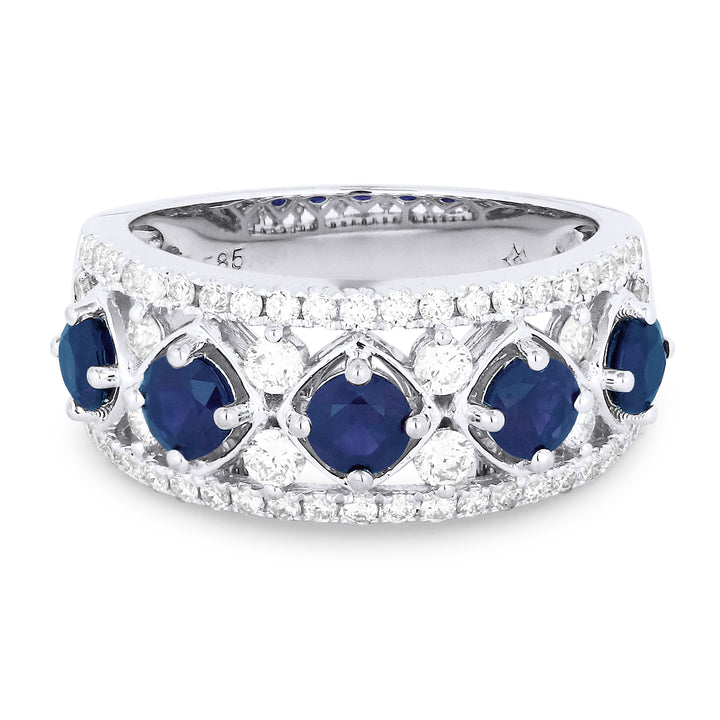 Beautiful Hand Crafted 14K White Gold  Sapphire And Diamond Arianna Collection Ring