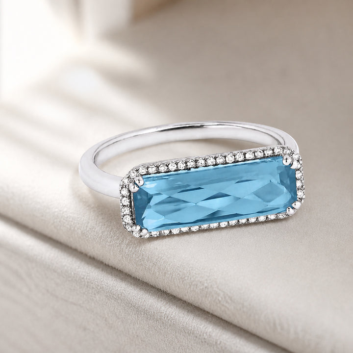 Madison L 14K White Gold Blue Topaz Rectangle Ring - style R1336BTW