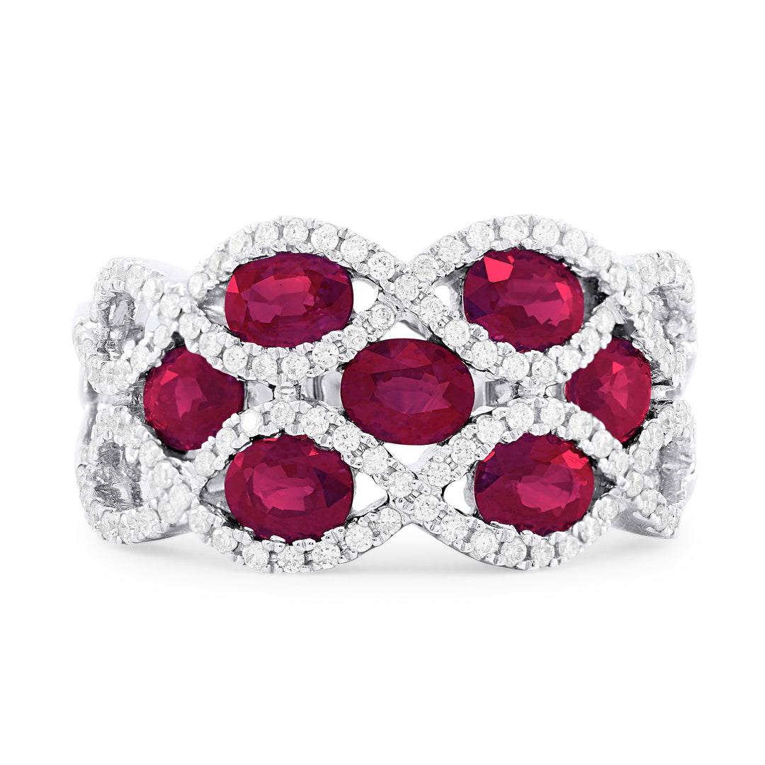Beautiful Hand Crafted 18K White Gold  Ruby And Diamond Arianna Collection Ring