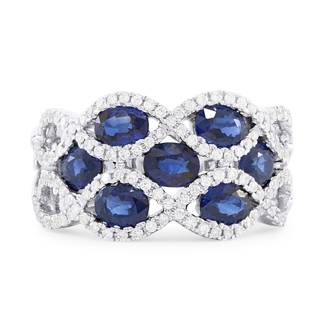 Beautiful Hand Crafted 18K White Gold  Sapphire And Diamond Arianna Collection Ring