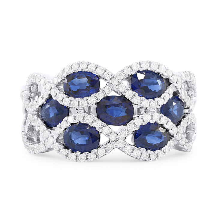 Beautiful Hand Crafted 18K White Gold  Sapphire And Diamond Arianna Collection Ring