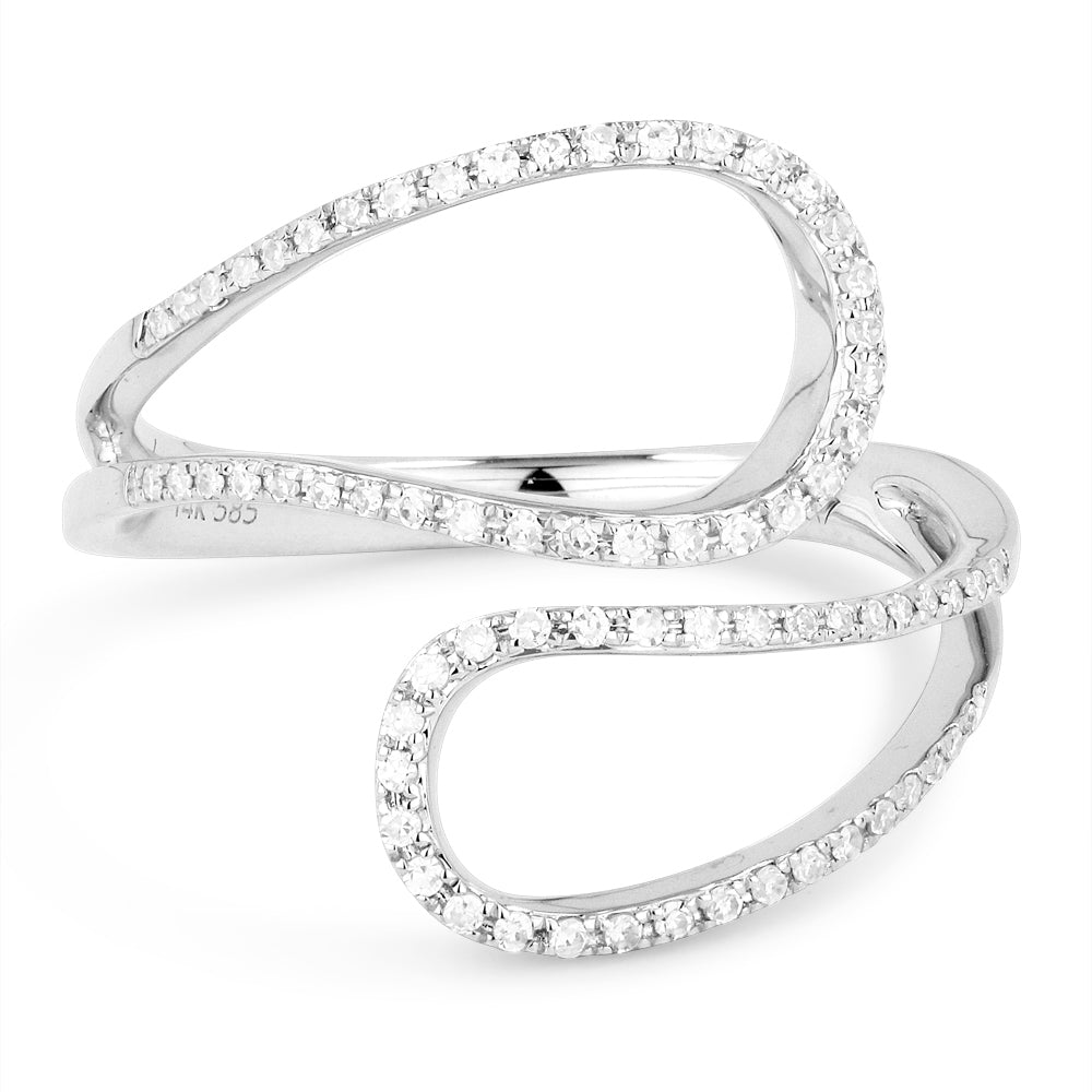 Beautiful Hand Crafted 14K White Gold White Diamond Milano Collection Ring