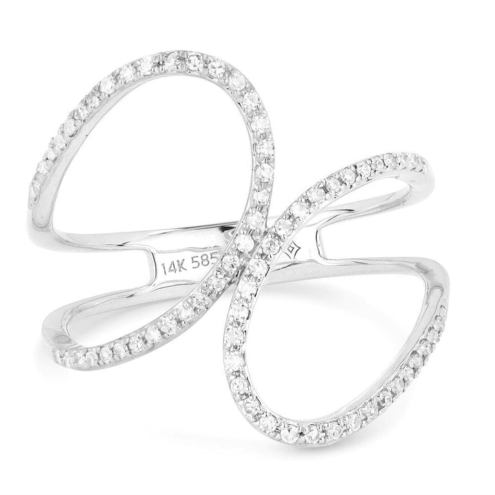 Beautiful Hand Crafted 14K White Gold White Diamond Milano Collection Ring