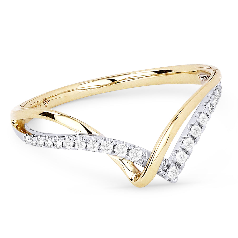 Beautiful Hand Crafted 14K Two Tone Gold White Diamond Milano Collection Ring