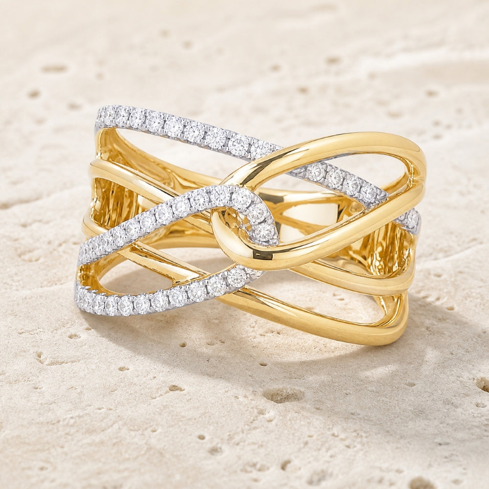 R1371 - 14K Two Tone Gold Diamond Cocktail Ring