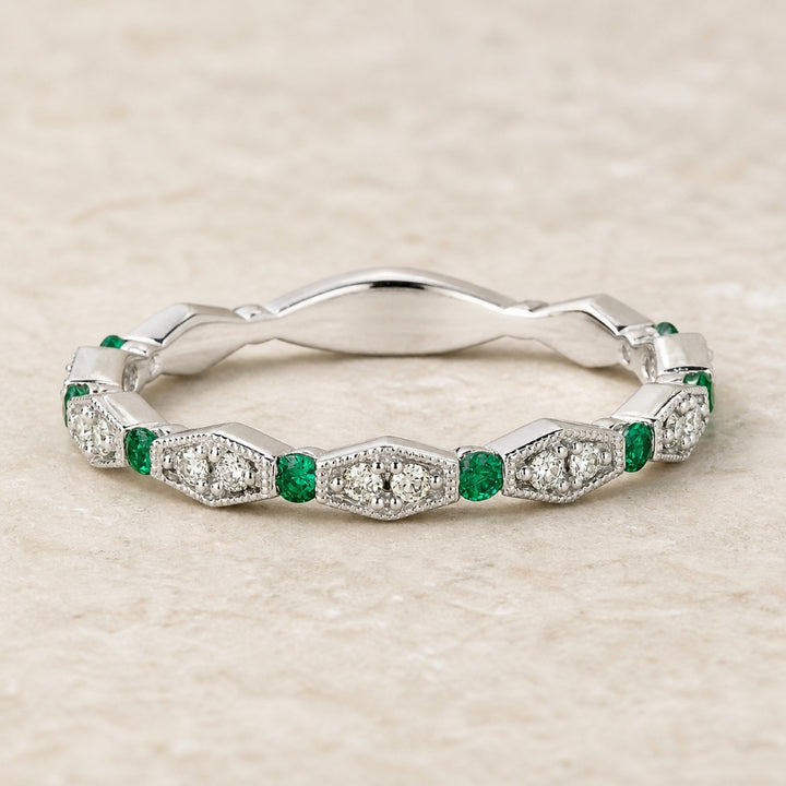 R1379 - 14K Gold Diamond Stackable Ring