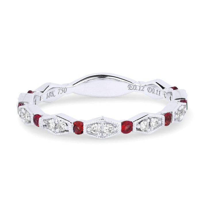 Beautiful Hand Crafted 14K White Gold  Ruby And Diamond Arianna Collection Ring