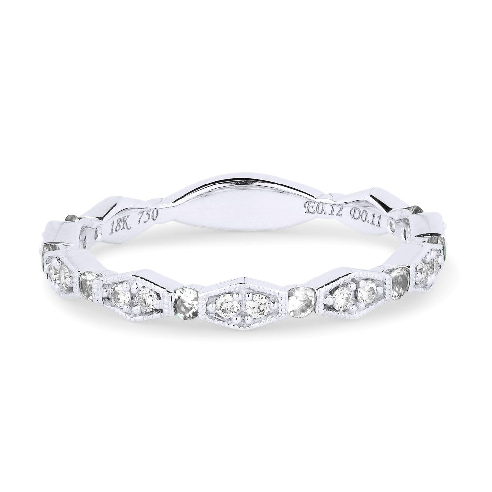 Beautiful Hand Crafted 14K White Gold White Diamond Arianna Collection Ring