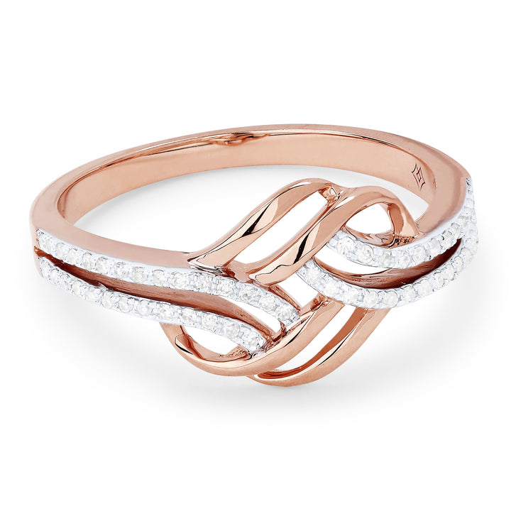 Beautiful Hand Crafted 14K Rose Gold White Diamond Milano Collection Ring