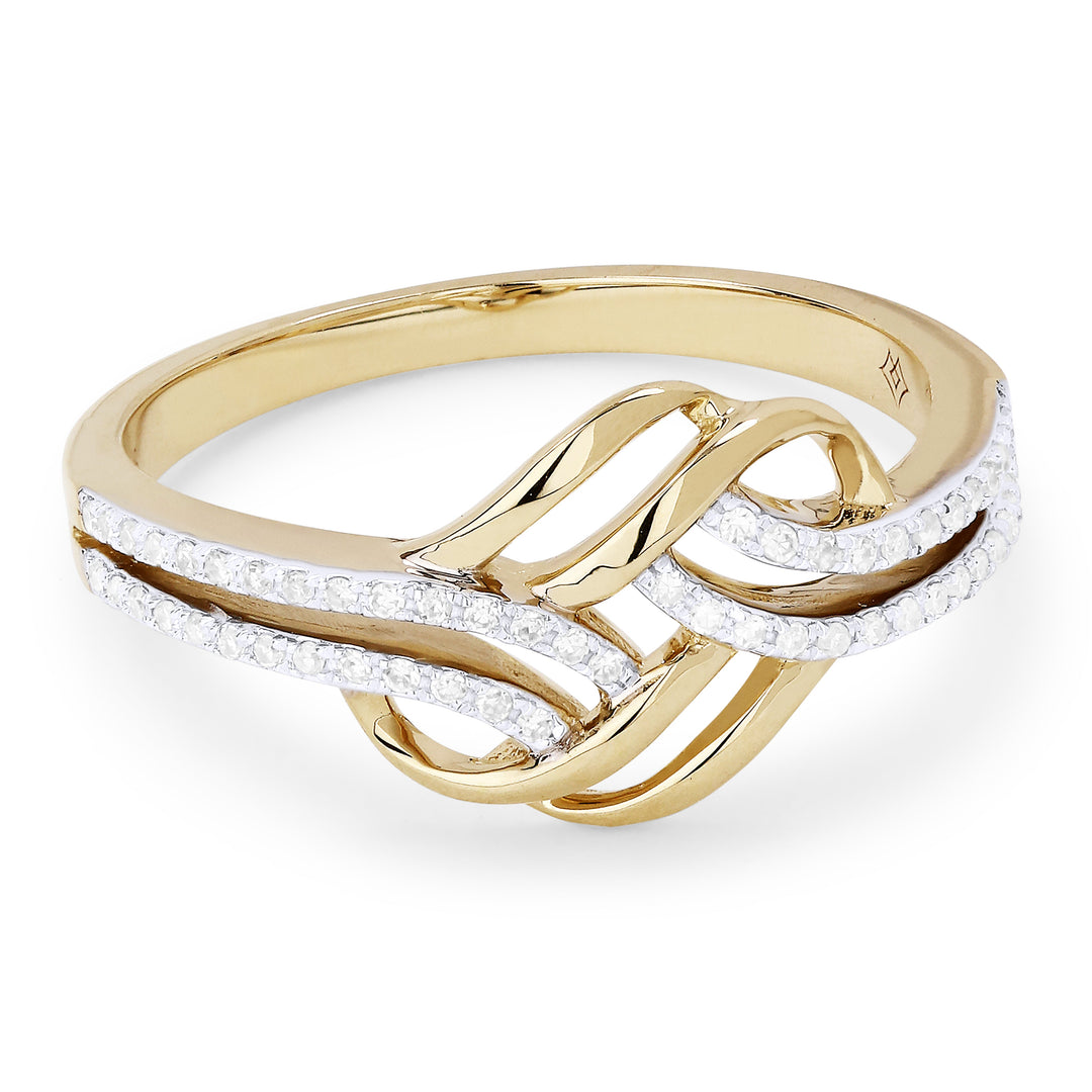 Beautiful Hand Crafted 14K Yellow Gold White Diamond Milano Collection Ring