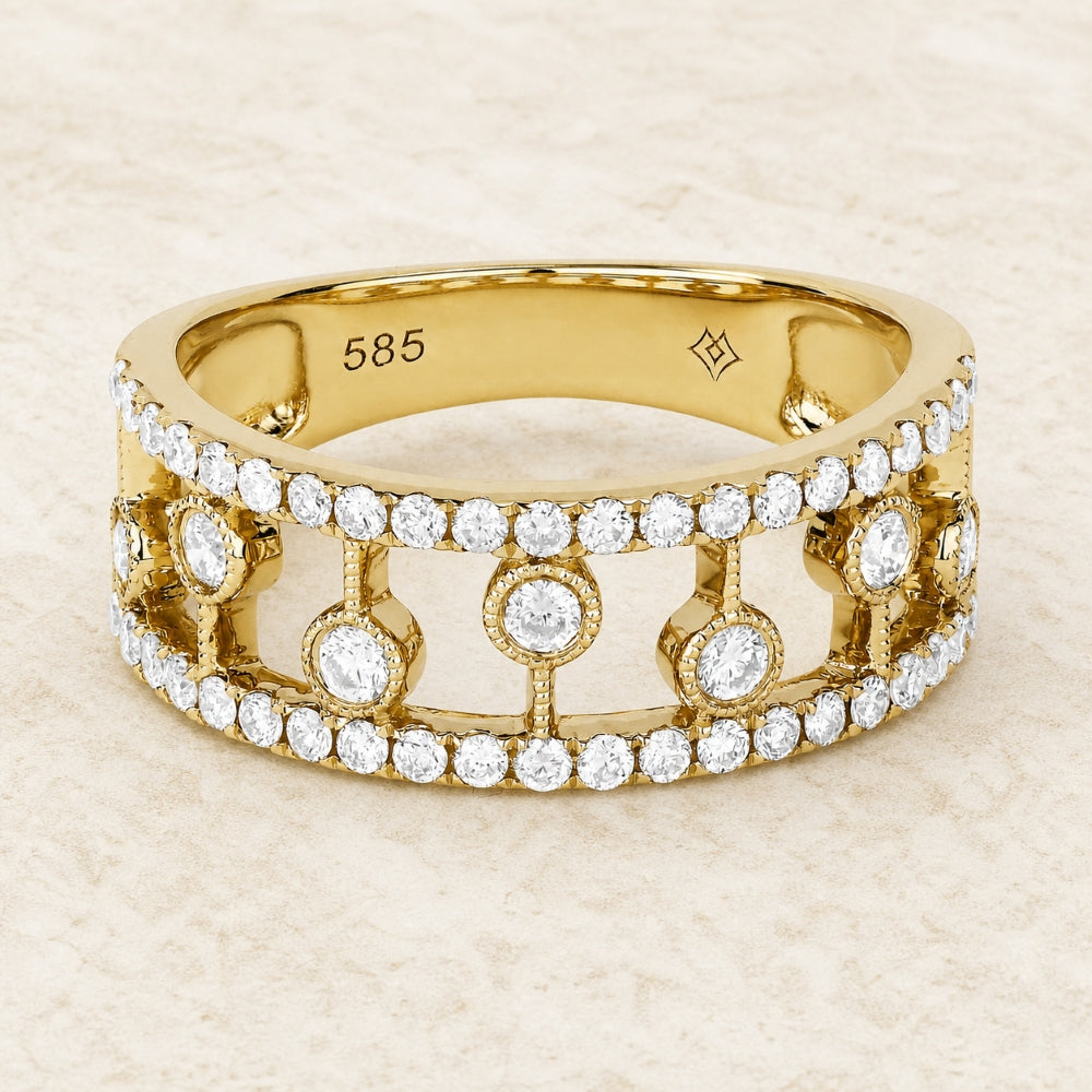 R1389 - 14K Gold Diamond Cocktail Ring