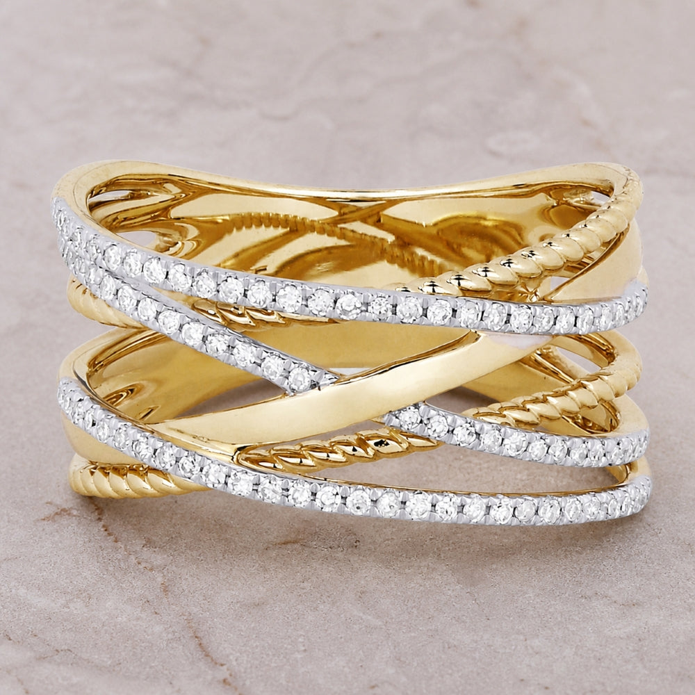 R1391 - 14K Yellow Gold Diamond Cocktail Ring