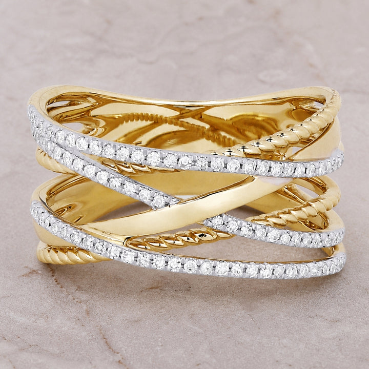 R1391 - 14K Yellow Gold Diamond Cocktail Ring