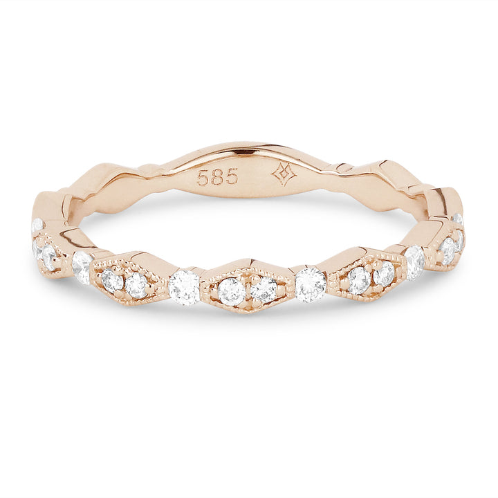 Beautiful Hand Crafted 14K Rose Gold White Diamond Arianna Collection Ring