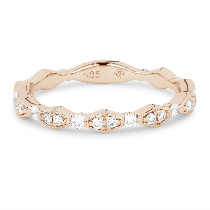 Beautiful Hand Crafted 14K Rose Gold White Diamond Arianna Collection Ring