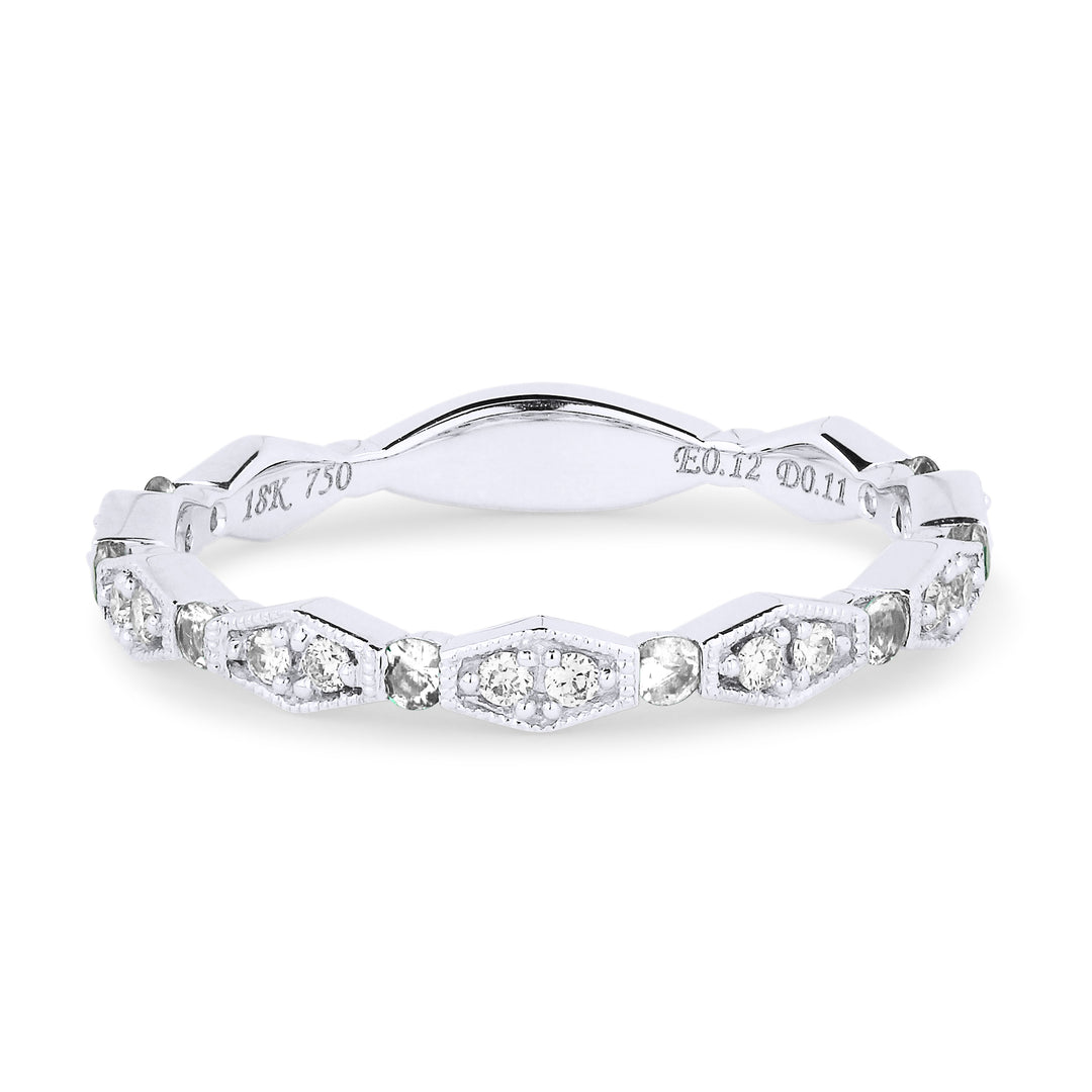 Beautiful Hand Crafted 14K White Gold White Diamond Milano Collection Ring