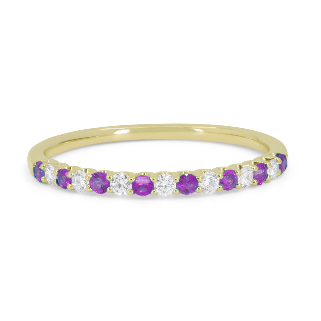 Beautiful Hand Crafted 14K Yellow Gold  Amethyst And Diamond Essentials Collection Ring